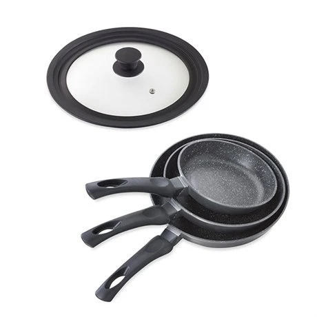 Lot 3 Poêles Avec Revêtement Dur Comme La Pierre 20 à 28 Cm Et Couvercle Multi-diamètres 3 Lot 3 Poêles Avec Revêtement Dur Comme La Pierre 20 à 28 Cm Et Couvercle Multi-diamètres