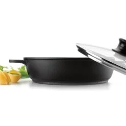 Faitout Fonte Avec Couvercle En Verre 36 Cm Noir -Magasin D'Articles De Cuisine 11624 1 2 Faitout fonte avec couvercle en verre 36 cm noir Lacor