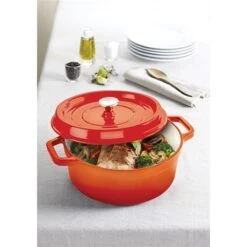 Cocotte En Fonte Ronde 28 Cm 5,6 L Coloris Orange -Magasin D'Articles De Cuisine 223000 2 5 Cocotte en fonte ronde 28 cm 5 6 L coloris orange Mathon