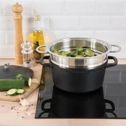 Lot Panier Vapeur Multidiamètre Et Couvercle En Verre Excell'Inox 24 Cm -Magasin D'Articles De Cuisine 229003 2 1 Lot panier vapeur multidiametre et couvercle en verre Excell Inox 24 cm Mathon