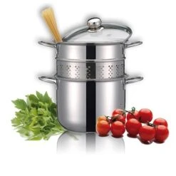 Cuiseur à Pâtes En Inox 18 10 Avec Couvercle En Verre 22 Cm 5 L -Magasin D'Articles De Cuisine 273066 1 1 Cuiseur a pates en inox 18 10 avec couvercle en verre 22 cm 5 L Inoxriv