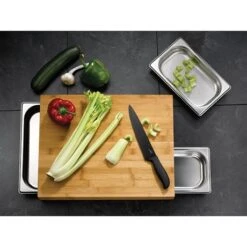 Planche à Découper Bambou 46 Cm Kenina 3 Inserts Acier Inoxydable