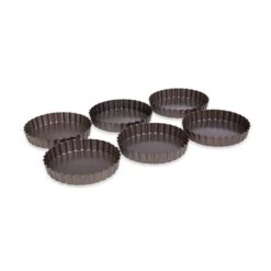Set De 6 Moules à Tartelette Avec Fond Amovible Acier Revêtement Antiadhérent 12 Cm -Magasin D'Articles De Cuisine 544008 2 4 Set de 6 moules a tartelette avec fond amovible acier revetement antiadherent 12 cm Mathon