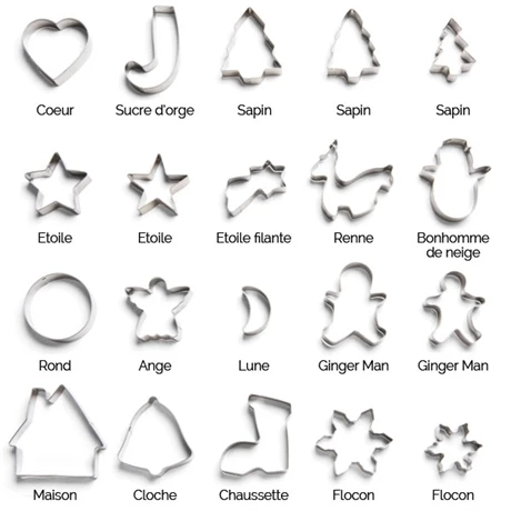 Set De 20 Emporte-pièces De Noël En Inox 3 Set De 20 Emporte-pièces De Noël En Inox