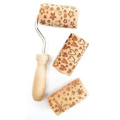 3 Mini Rouleaux Empreintes En Bois Interchangeables -Magasin D'Articles De Cuisine 580018 2 3 3 mini rouleaux empreintes en bois interchangeables Scrapcooking